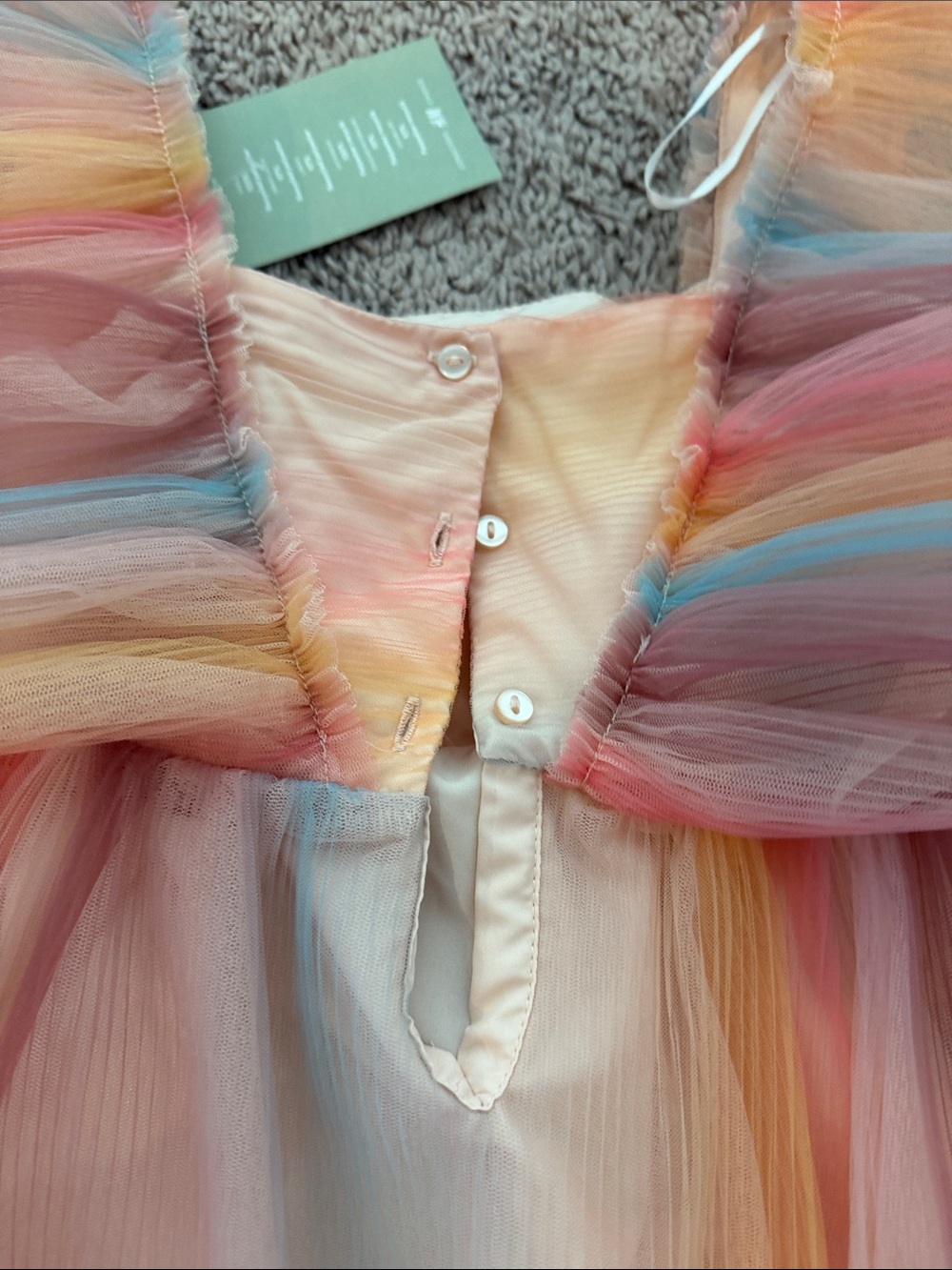 H&M Pastel Rainbow Tulle Formal Dress - Pink, Yellow, Blue for Girls - Picture 5 of 6